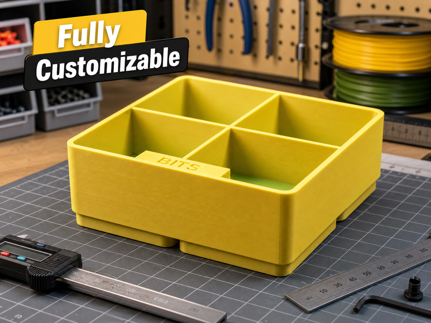 Customizable Gridfinity-Style Divider Bin