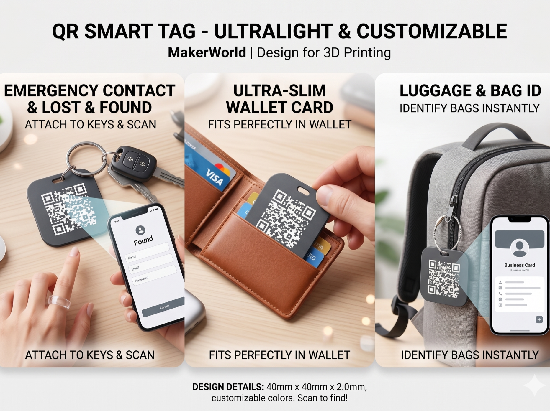 QR Code Anti-Lost Tag / Keychain