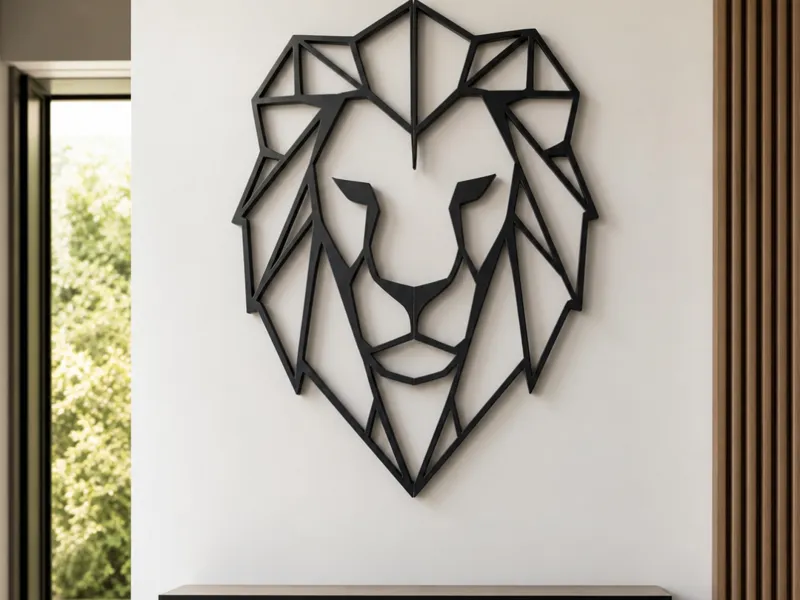 Geometrischer Löwenkopf – moderne Wanddeko