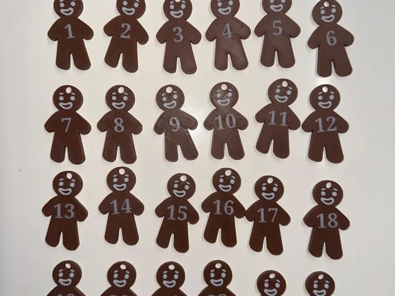 Gingerbread Man Cookie Advent Number Tags