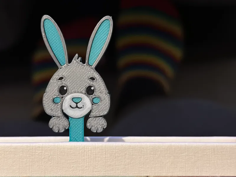 Cute bunny bookmark, AMS 4 colors, fast print