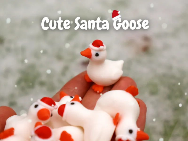 Cute Tiny Santa Goose & Keychain Version