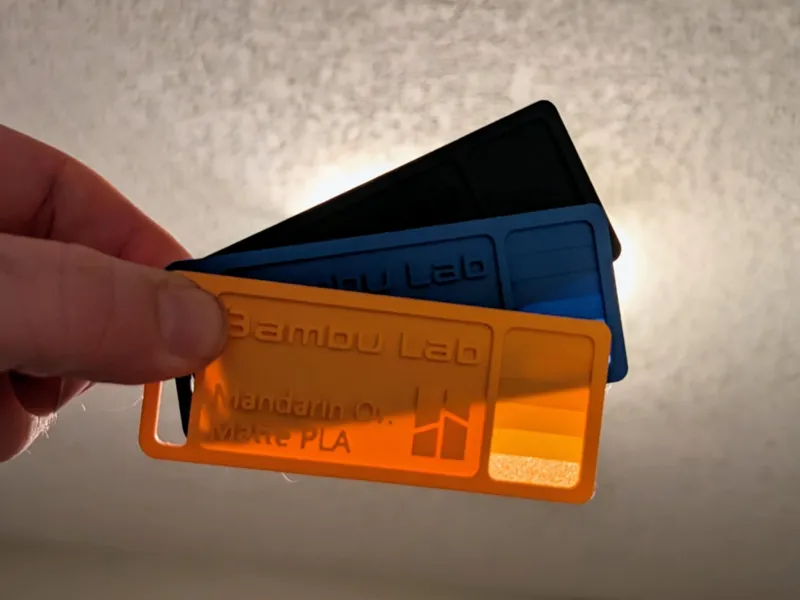 Bambu PLA Matte Filament Sample Cards