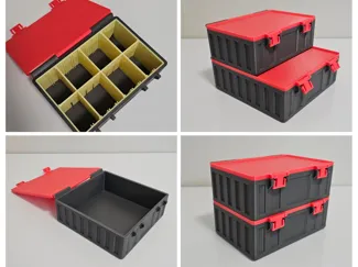 Stackable box, 2 sizes. No Screws. Divider.