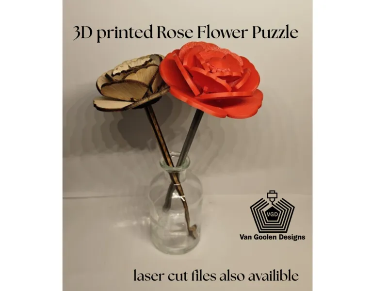 3D printed rose flower puzzle