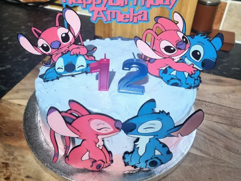 Stitch and Angel cake topper