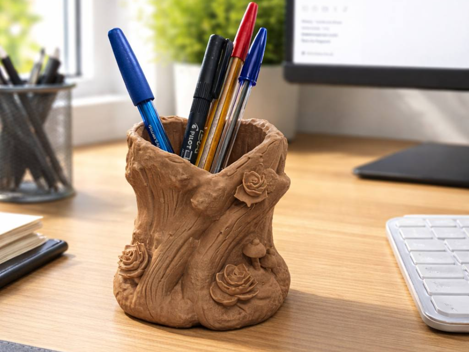 Tree Trunk Pen Holder - Arboreal design-easy print