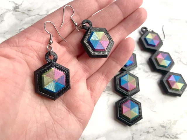 Link Earrings with interchangeable Gems
