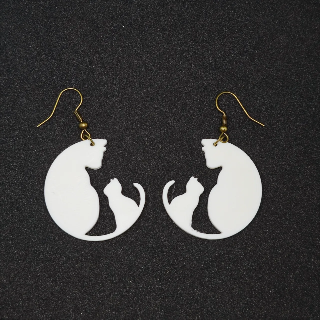 Mother Cat and Kitten Earrings view 2