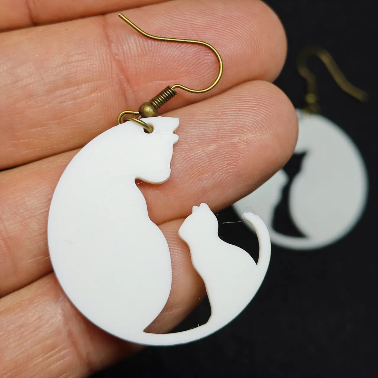 Mother Cat and Kitten Earrings view 4
