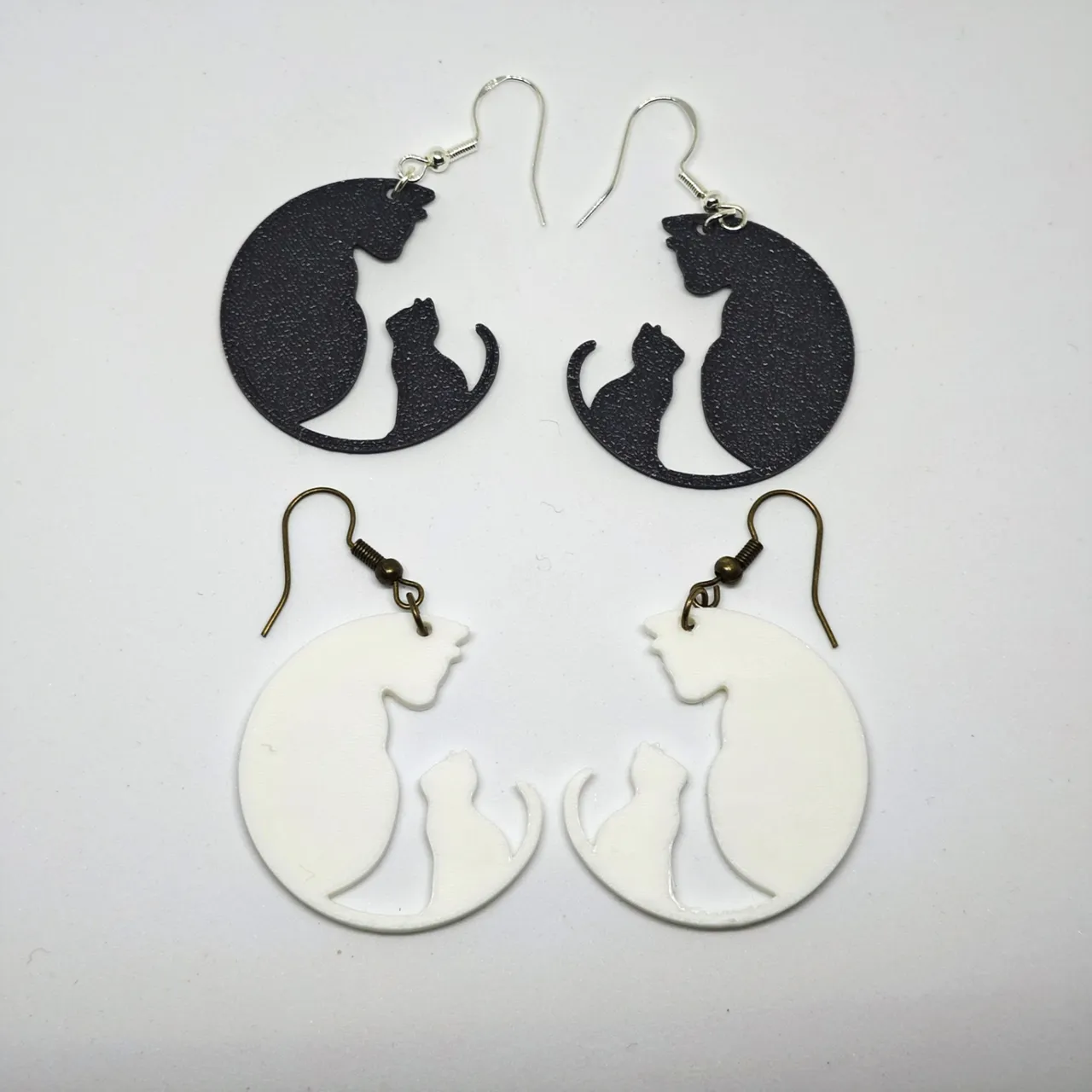 Mother Cat and Kitten Earrings view 3