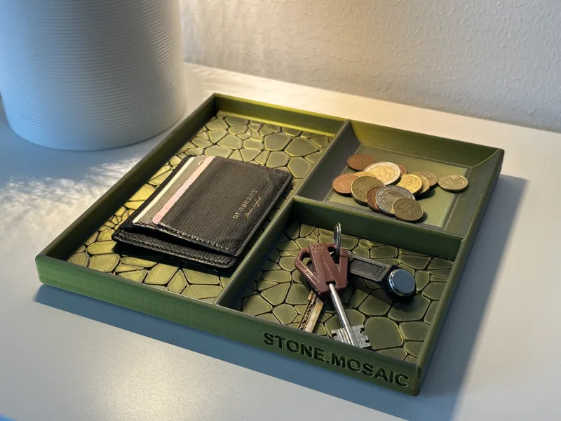 Stone.Mosaic tray for wallet, keys and coins