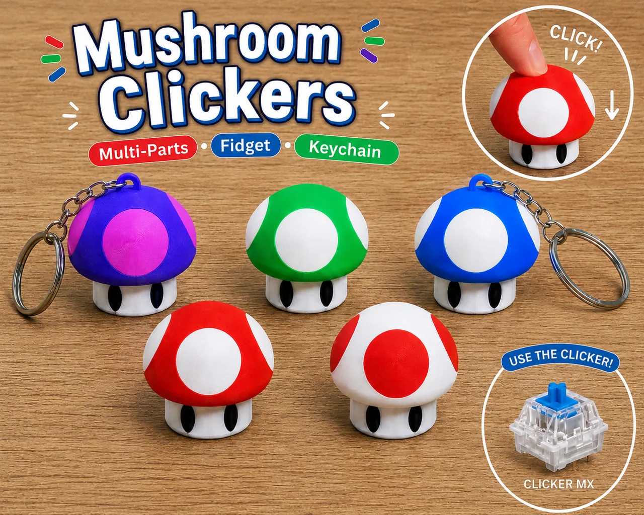 Champignon Mario Porte-clés sans AMS view 3
