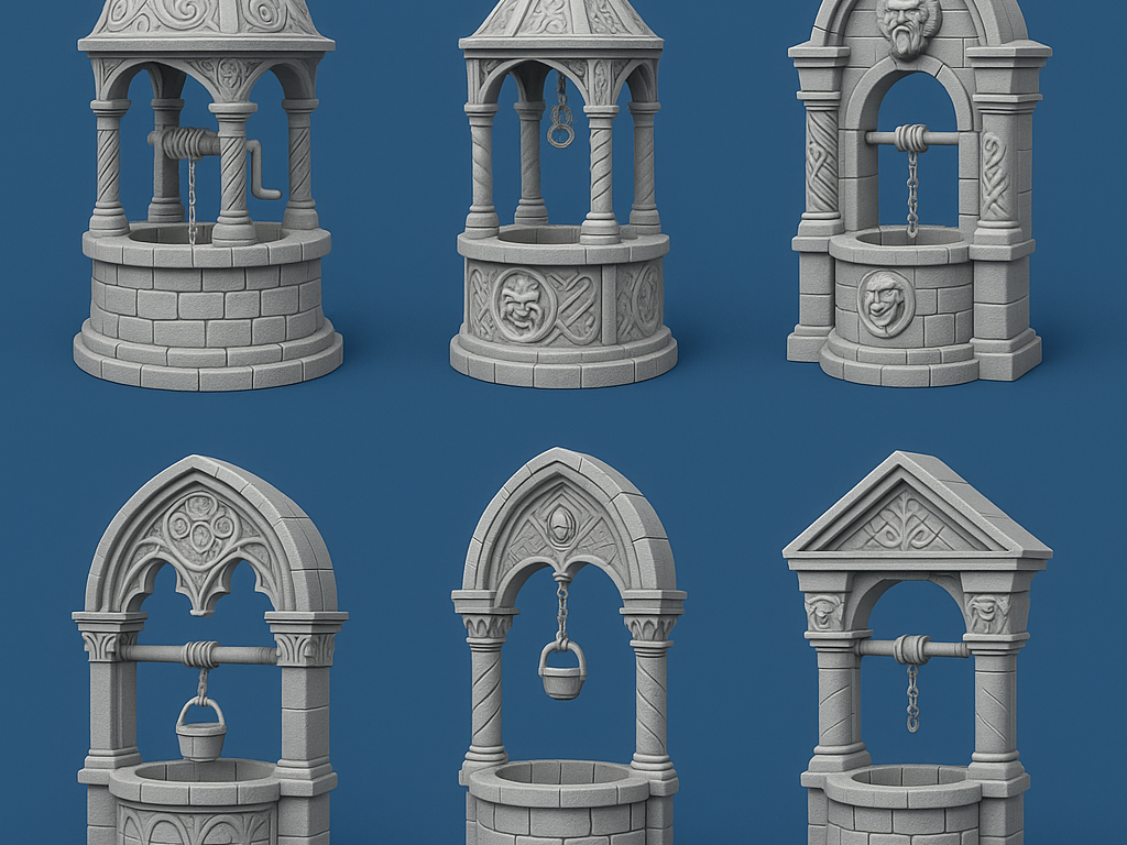 Medieval Stone Wells Collection Set