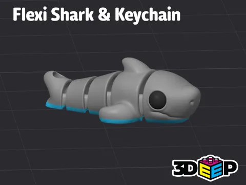 Flexi Shark & Keychain - No Supports view 2
