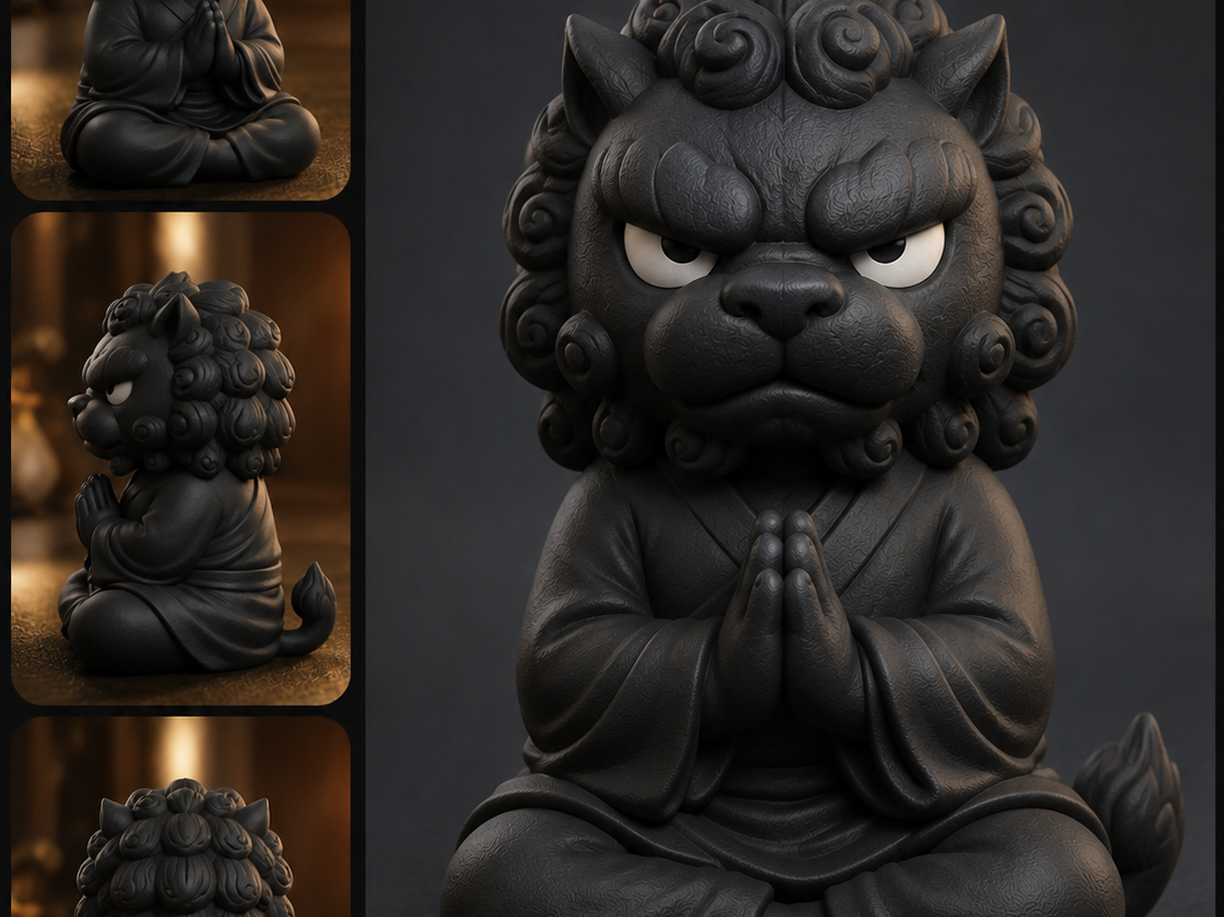 Grumpy Zen Lion Monk Figurine