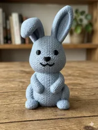 Kuschel Hase mit abgeknicktem Ohr und Schnurrbart AMS