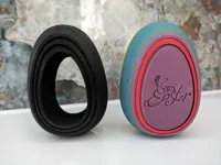 with "happy easter" text front and back and a bunny