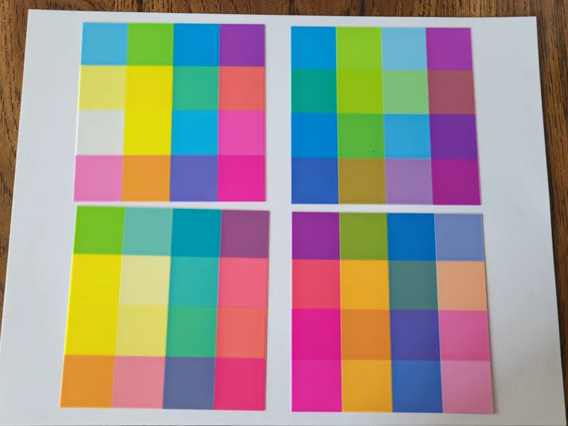 4 Filament Color Test