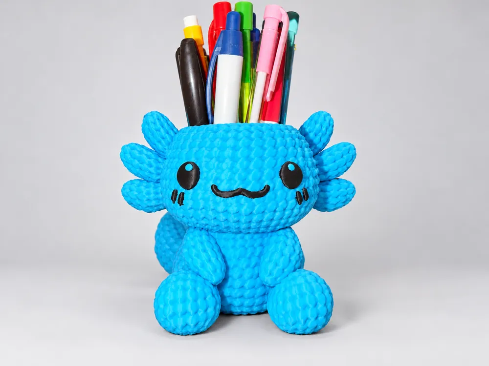 Crochet Axolotl Pencil Holder - Free 3D Print Model - MakerWorld