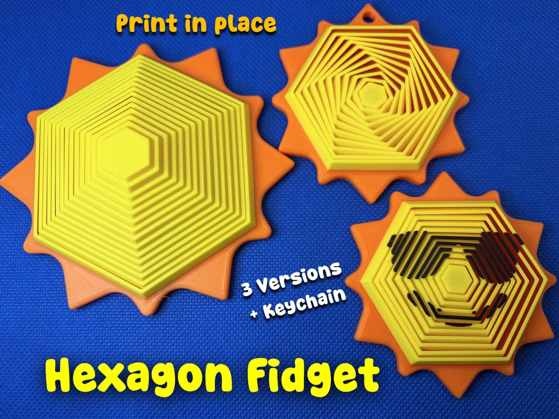 Summer Sun Hexagon Fidget (Print in Place)