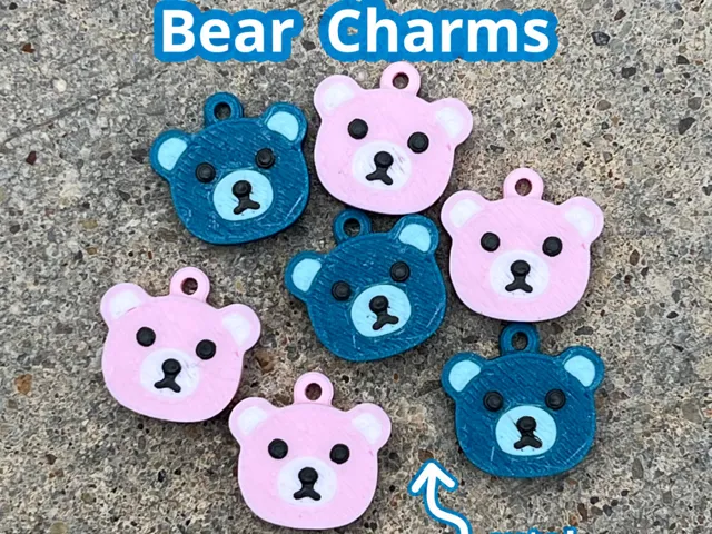 Cute Bear Charms for Jewelry, Earrings Quick Print