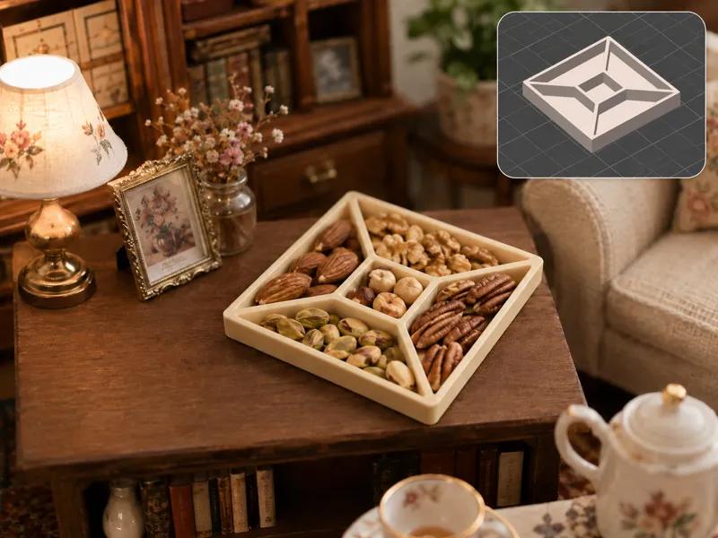 Dollhouse miniature model - Nut serving tray #9