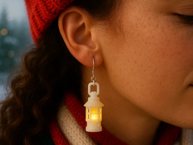 Christmas Winter Glowing Lantern LED earring V2