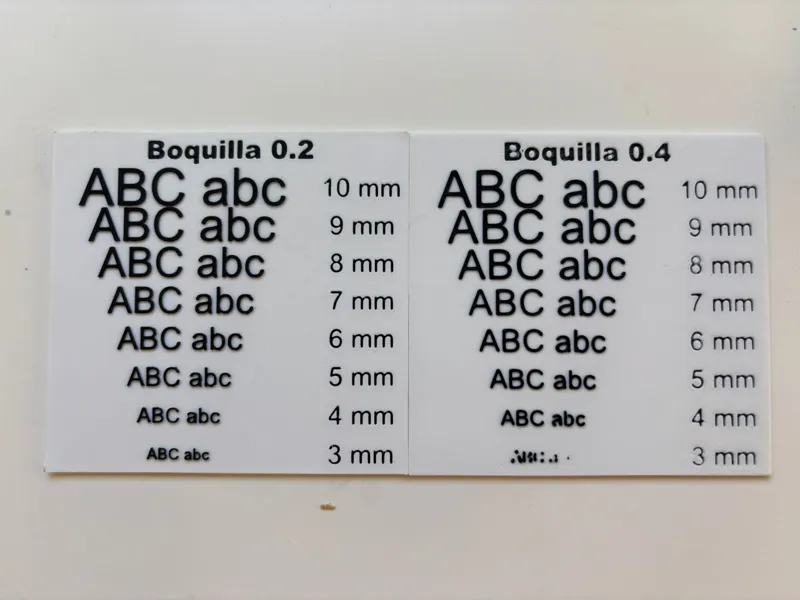 Test de Precisión para Boquillas 0.2 y 0.4 mm