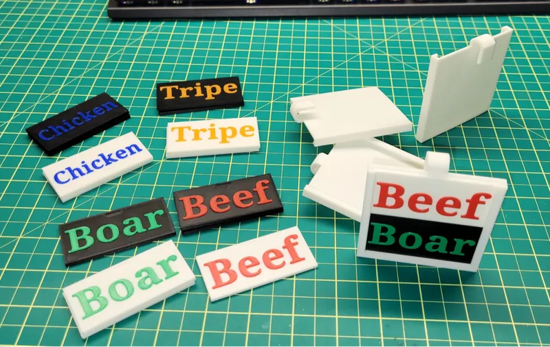Vertical freezer raw dog food tags
