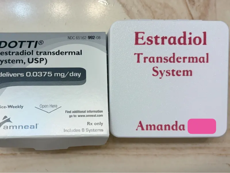 Estrogen Estradiol hormone replacement patch case