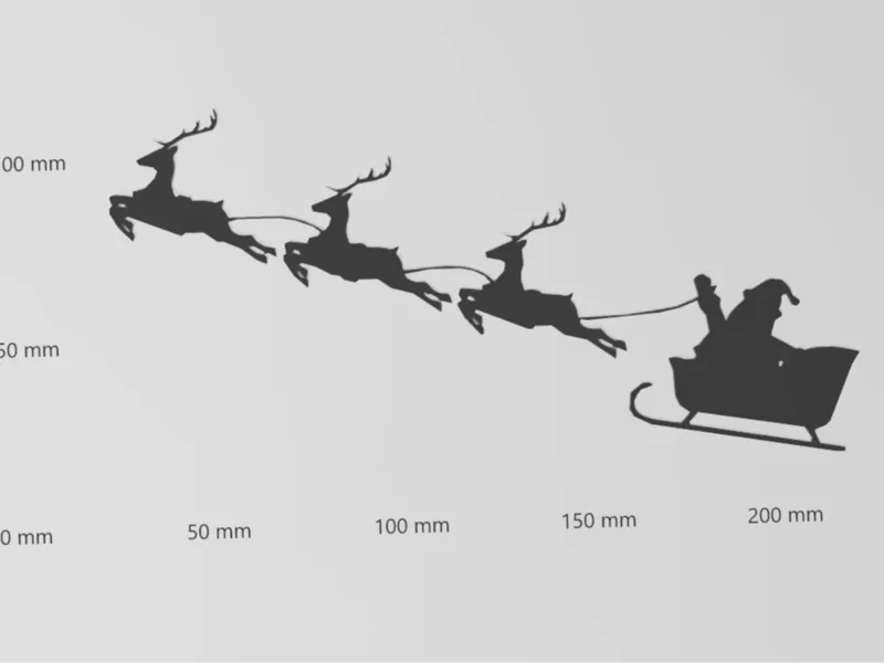 Wandtattoo Weihnachtsmann und fliegende Rentier 