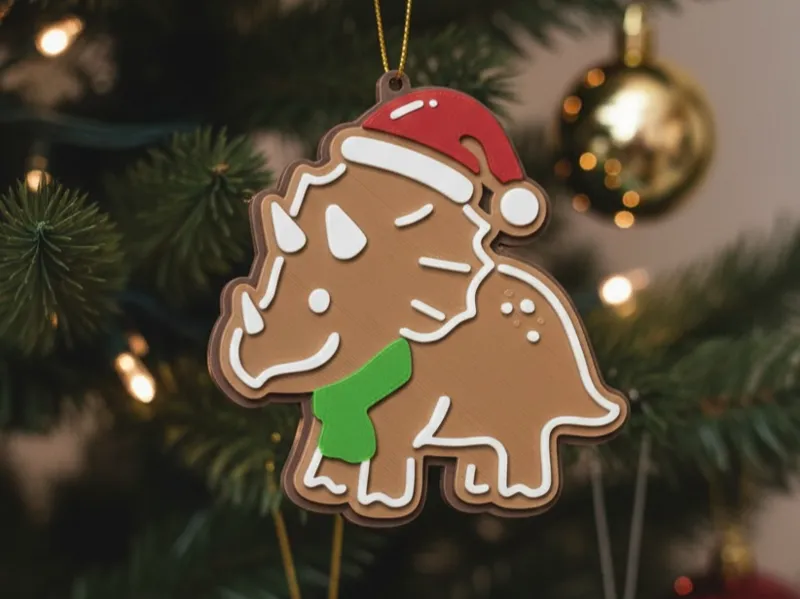 Triceratops Dinosaur Gingerbread Cookie Ornament