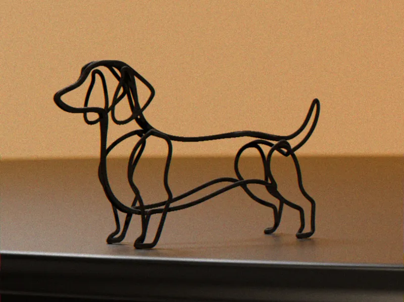 The Wired Dachshund | Modern Wireframe Sculpture