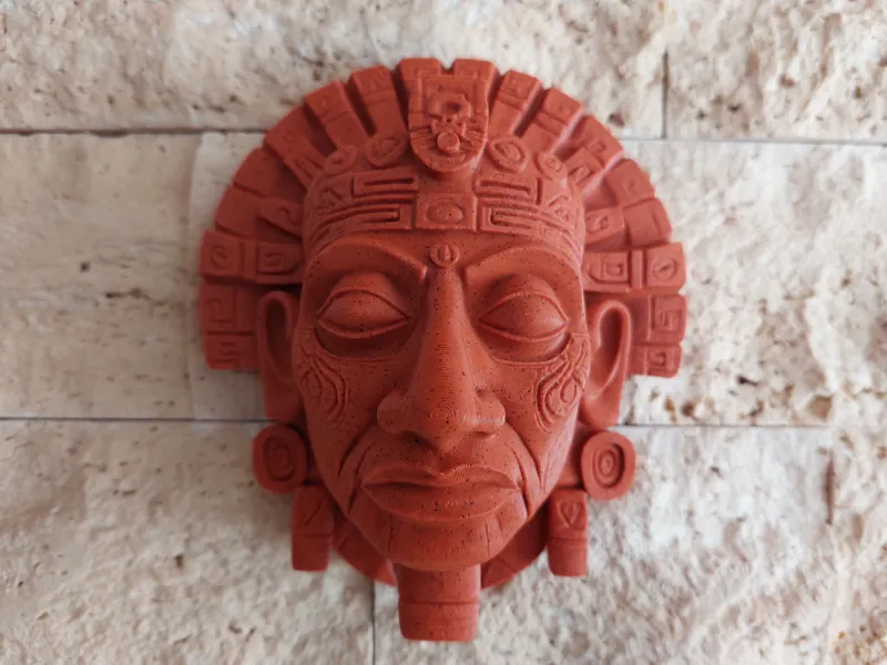 Ancient Mayan Face Sculpture v7