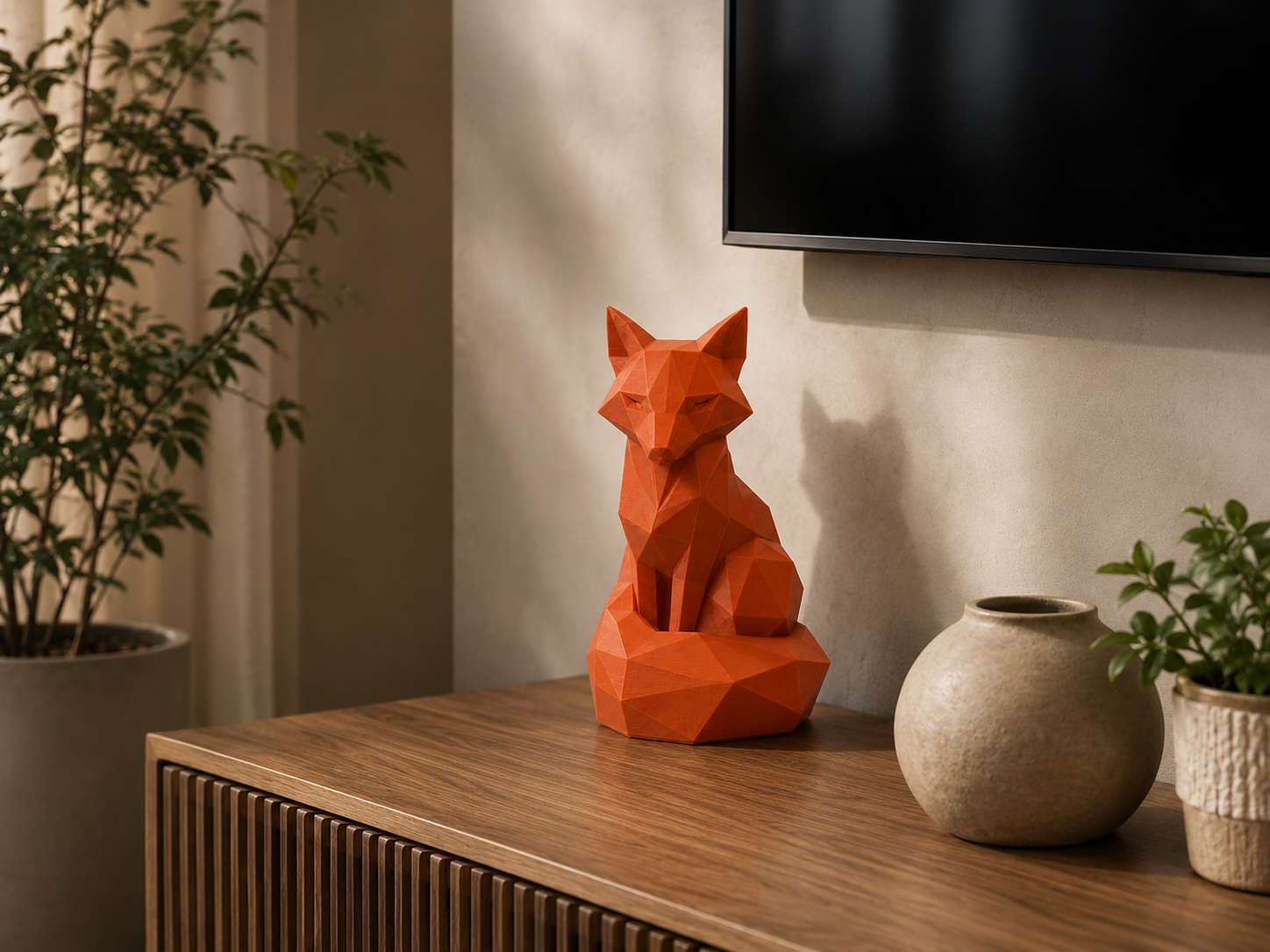Low Poly Fox Statue – Modern Home Decor