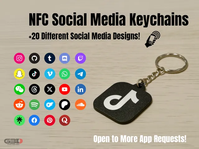 NFC Social Media Keychains (+20 Social Media Apps)