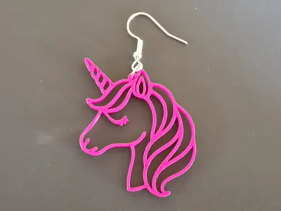 cute unicorn earrings, head, minimalist, jewelry