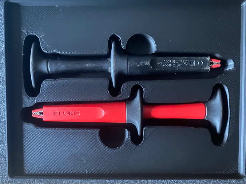 Gridfinity box for Fluke alligator clips