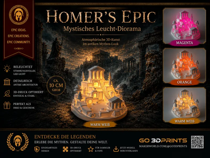 Mythische Tempelstadt „Olympusglut“ als Diorama