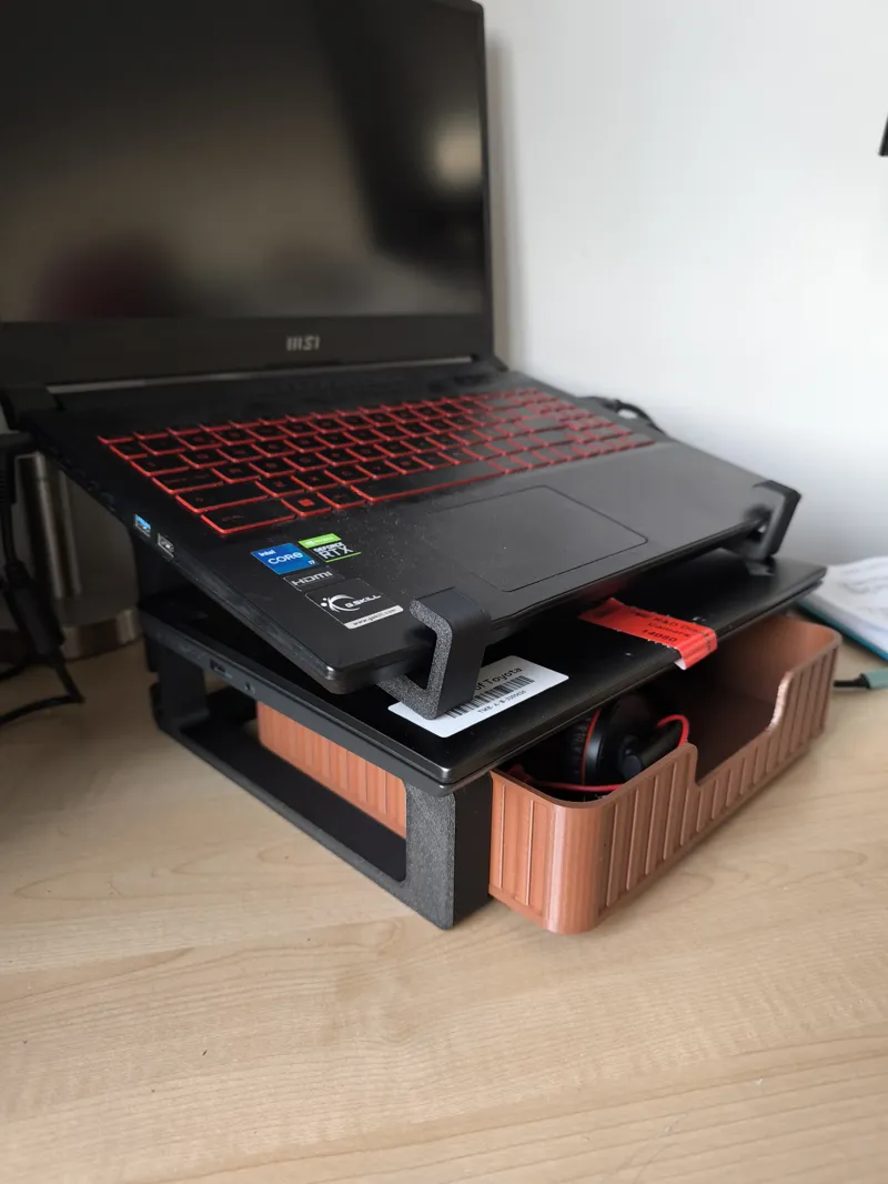 Double Laptop Stand w/ Drawer Organiser - Remix