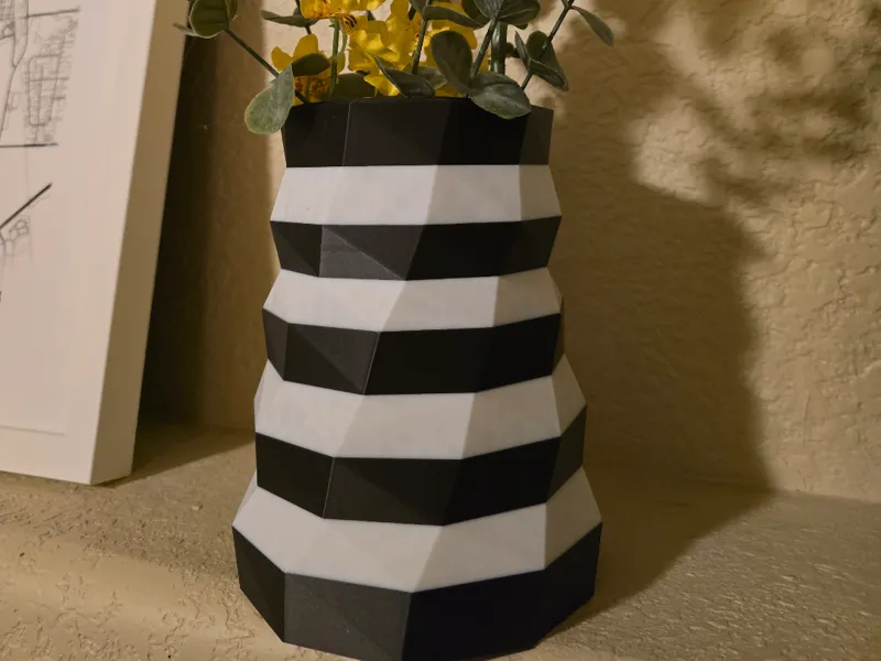 Striped polygonal vase