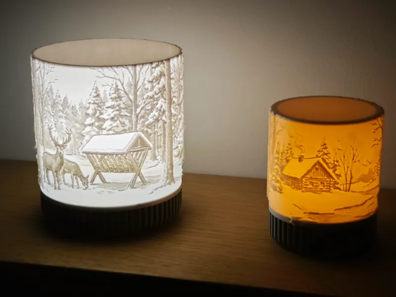 Winter Lithophanes with ribbed Base