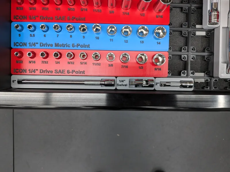 ICON 1/4" Socket Adapter Gridfinity Holder Set