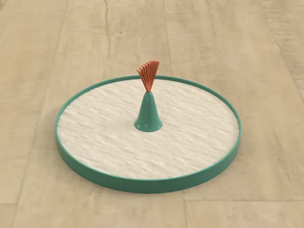 Jardin zen circulaire avec râteau