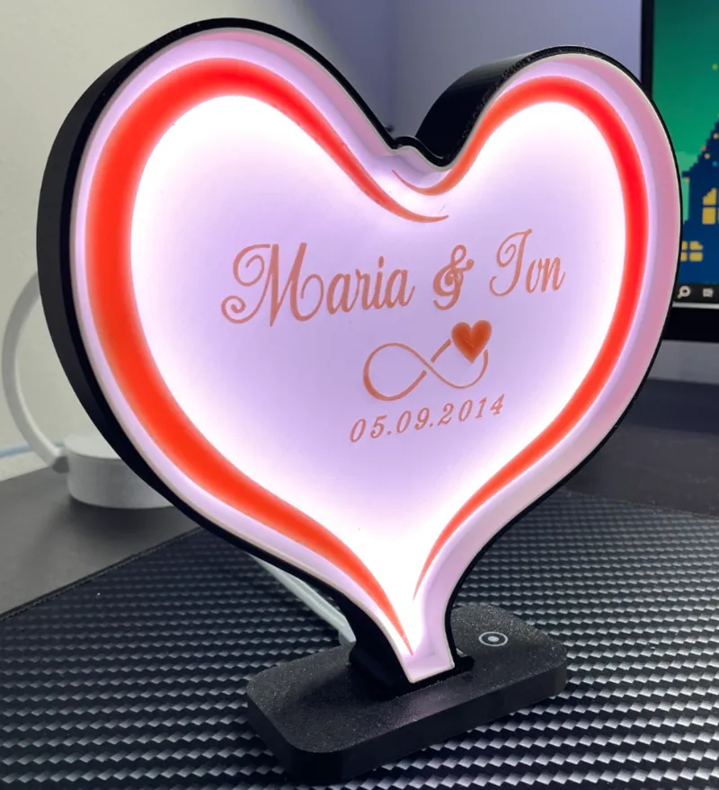 Valentine's Day Personalized Heart Light Box Wemos