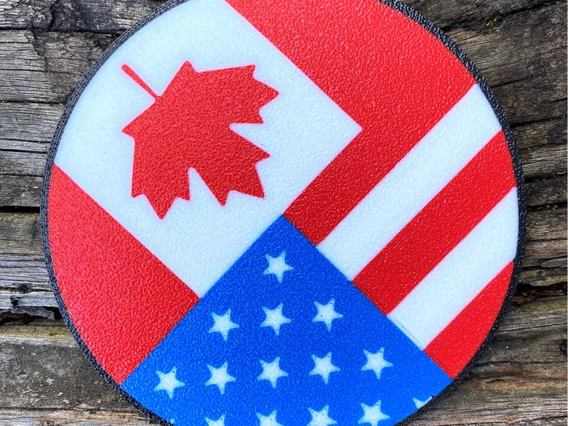 United States Canadian Flag coaster set of 4