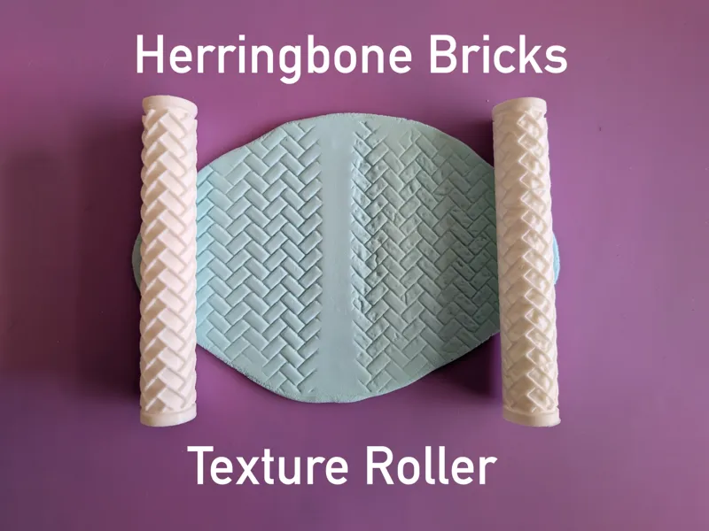 Texture Rolling Pin - Herringbone Brick Pattern