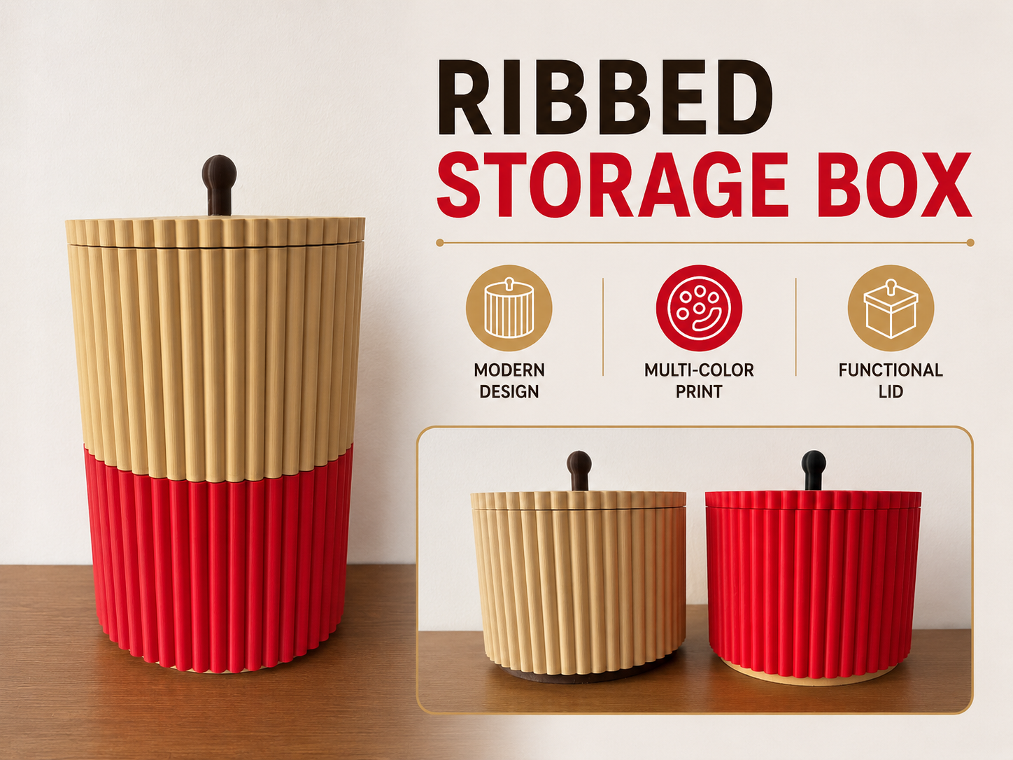Ribbed Storage Box with Lid