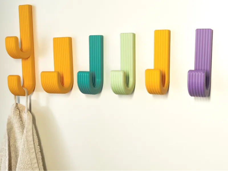 Modern Ribbed Wall Hooks (No Drill / Adhesive)